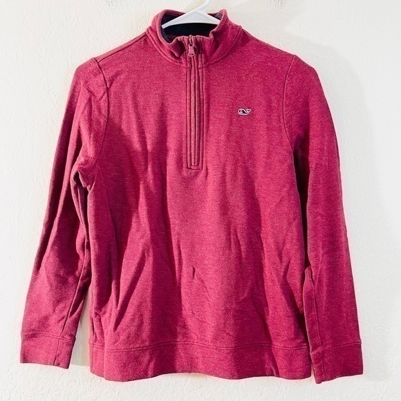 Vineyard Vines 1/4 Zip Mock Neck Long Sleeve Pullover Sweater Size Medium Red - Picture 1 of 9